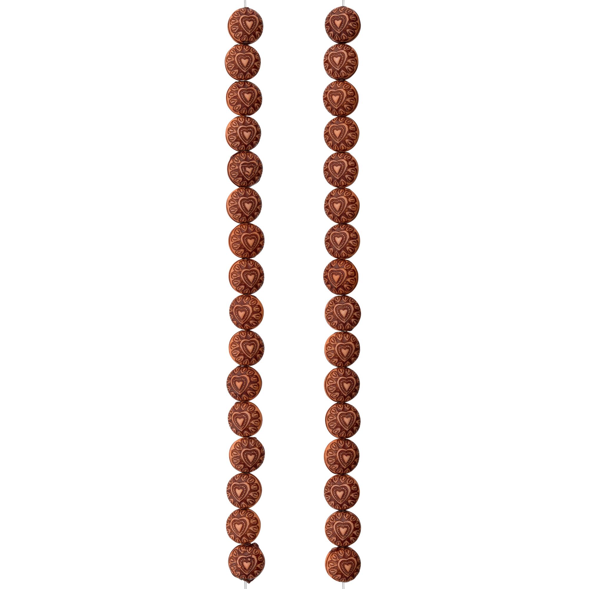 Amber Heart Design Resin Round Beads, 10mm by Bead Landing™